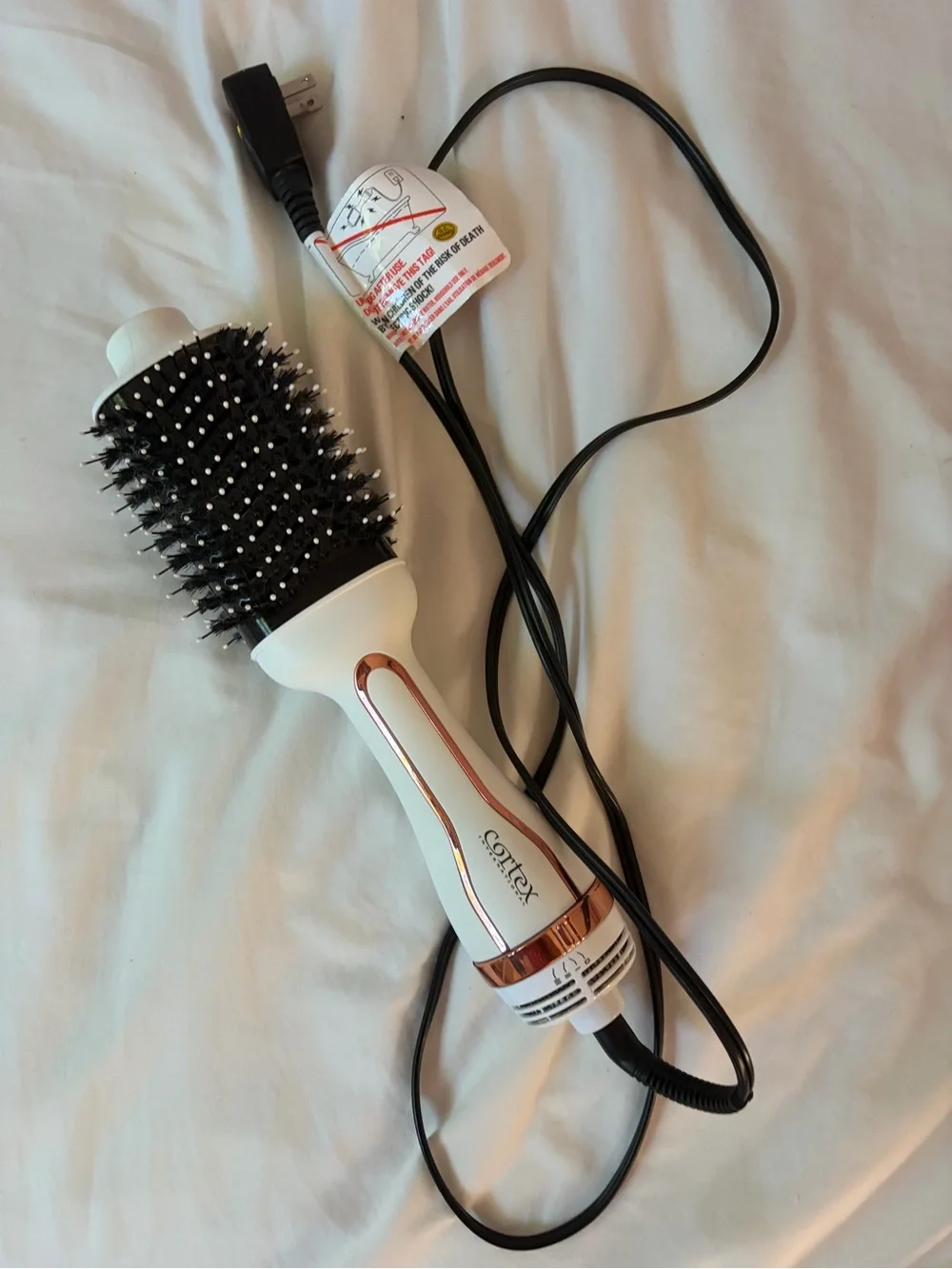 White & Rose Gold Hot Air Styling Brush - White
